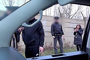 Hardcore action in driving van interrupted by real Police officers poster
