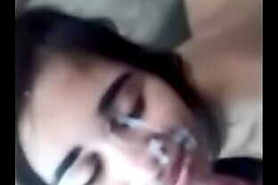 Indian Girl Cum all over face poster