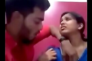 Indian girl kissing her boyfriend and showing her boobs and gets sucked poster