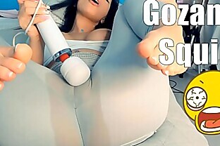 Sexy Latina SO hot Webcam Squirt Leggings Hitachi masturbating on bed 10 min poster