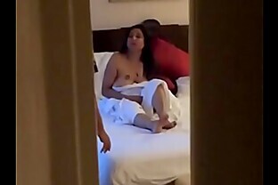 Desi Wife Exposing Boobs to Room Service Guy ( With Hindi Audio)