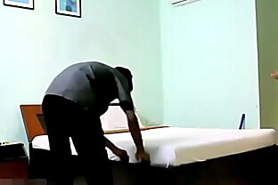 indian bhabhi in blue lingerie teasing young room service boy poster