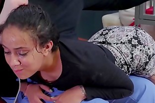 Little bubble-butt slave, Kingsley, gets ass punished while gargling cum