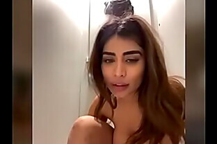 French Arab camgirl squirting in a public bathroom stall poster