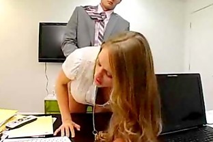 Secretary seducing boss by photocopying boobs and boss ?ass poster
