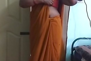 desi  indian horny tamil telugu kannada malayalam hindi cheating wife wearing saree vanitha showing big boobs and shaved pussy press hard boobs press nip rubbing pussy masturbation poster