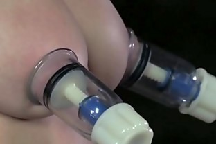Nipple pumped bdsm sub whipped