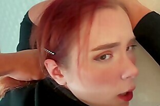 Man Facefuck, Rough Pussy Fuck of Obedient Redhead and Cum on Tits 7 min poster