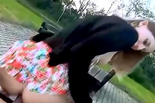 Sexy Ria Austrian Amateur (Park Bench flower dress outdoor table missionary POV blue nail varnish re poster
