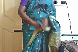 desi indian tamil telugu kannada malayalam hindi horny cheating wife vanitha wearing blue colour saree showing big boobs and shaved pussy press hard boobs press nip rubbing pussy masturbation poster