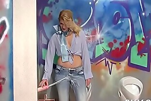 Girl's wet filled with slime