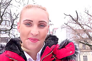 GERMAN SCOUT - Slim Girl Lulu in fur jacket and Leggings Pickup and Cheating Fuck on Street