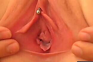 Sexy and horny teen amateur girl Aveline play with her pierced clit and reach intense orgasm