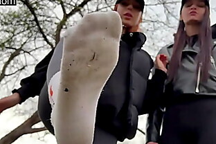 You Have To Lick The Dirty Sneakers Of Two Girls After Chasing Them While Looking At Their Butts