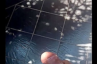 Stroking dick outside