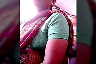 Marathi Aunty boobs pressed with blouse