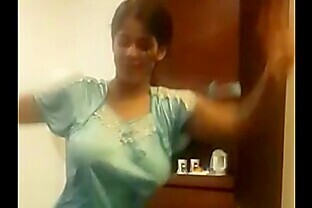 indian wife dancing in hotel room poster