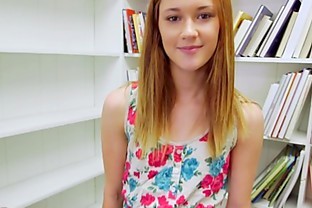 Tiny Redhead Sucks your Dick in the Library POV poster