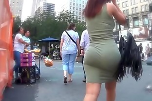 Candid Fat Ass In Green Dress poster