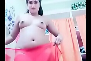Swathi naidu wearing saree- red color