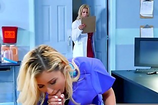 Horny Nurse Marsha May and Busty Doctor Alexis Fawx Give Head to a Patient poster