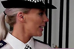 Busty officer babe gets perfect load on face poster