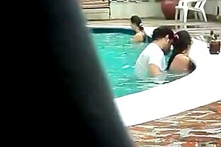 Indian lovers fuck in swimming pool poster