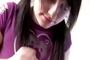Petite girl with pigtails gives her first hand job poster