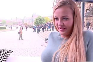 Slender blonde Candy Alexa first time fucking in public poster