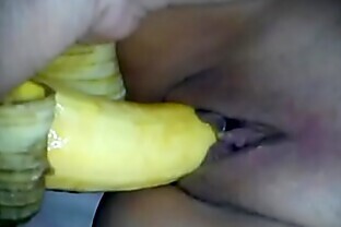 Hot indian girl fingering with banana with noise