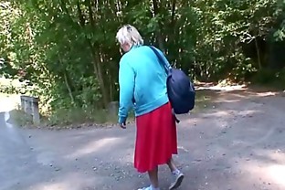 Hitchhiking 70 years old granny getting fucked roadside poster