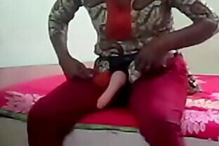desi Wife fucking husband ass using strapon and jerking him poster