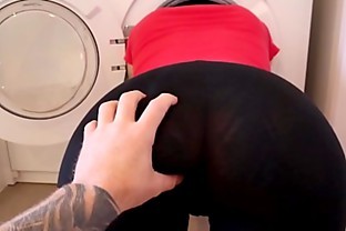 BIG TIT Big ASS Mature Aussie Step MOM Stuck In Washing Machine Trying To Wash Fucked By Step Son Then Left Helpless Covered In Cum - Melody Radford poster