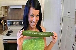 Kream fucking her holes with her vegetables until she squirts poster