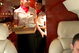 Femdom CFNM stewardesses fuck rude passenger poster