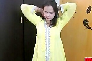 Indian Bhabhi Sonia In Yellow Shalwar Suit Getting Naked In Bedroom For Sex poster