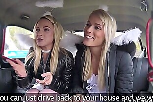 Two blonde angels sharing cock in fake taxi 7 min