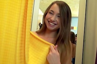 Cute amateur blows a cock and gets fucked at the clothing store poster