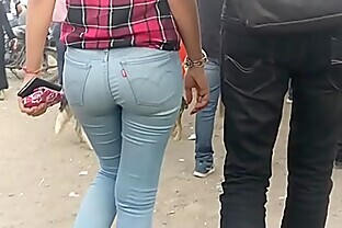 Sexy Indian round ass girl walking in public poster