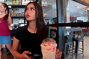 Starbucks coffee date with gorgeous big ass Asian teen girlfriend poster