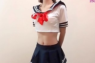 I had my beautiful older sister wear a costume of a sailor suit. poster